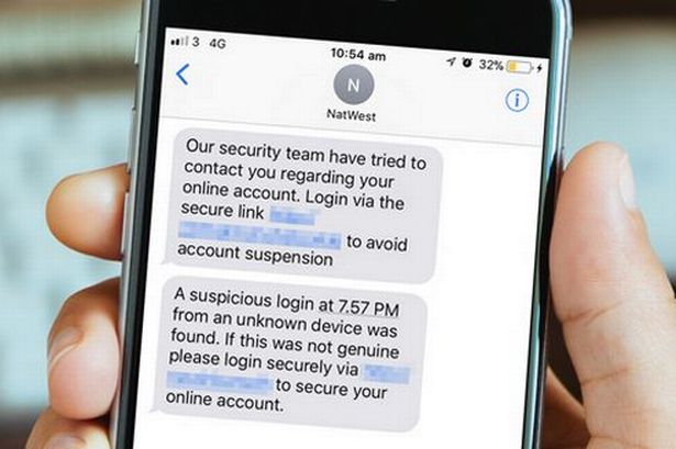 SMS fraud for bank account login security alert
