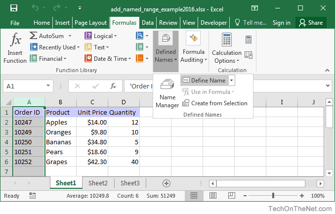 Microsoft Excel: Utilizing Named Ranges for Clarity