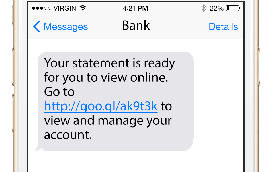 SMS fraud for bank account overdraft alert